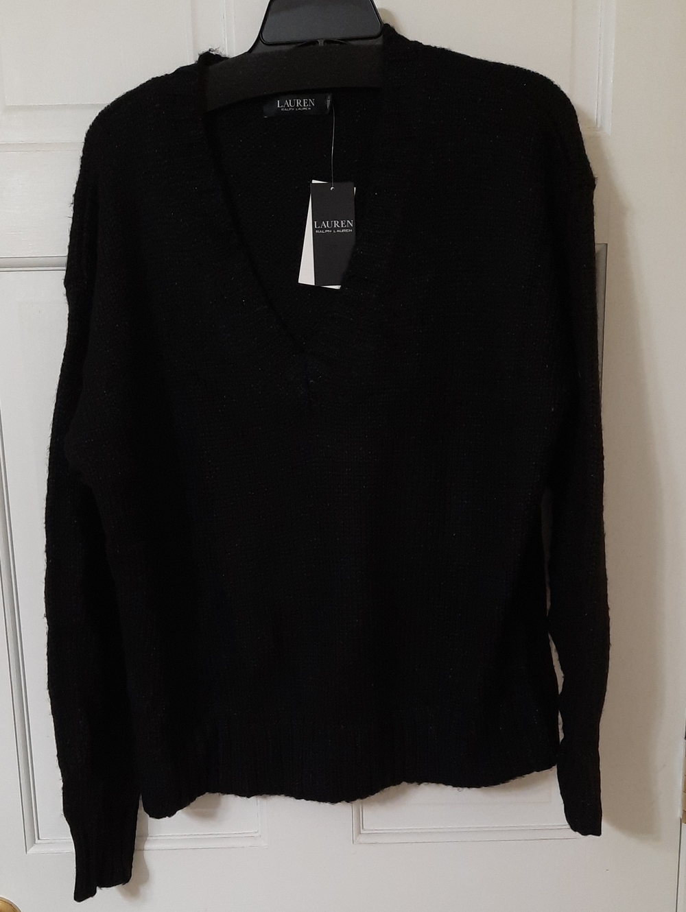 Lauren Ralph Lauren Black V-Neck Pullover Sweater
